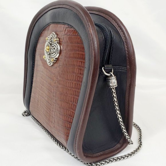 Brighton Bags Brighton Vintage Black Brown Leather Small Saddle
